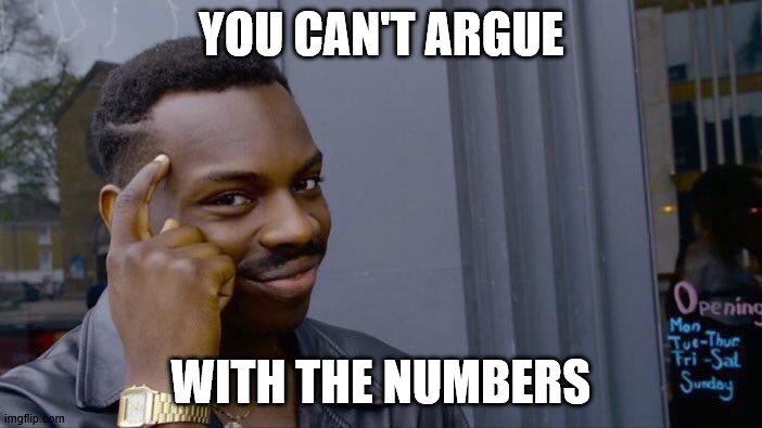 Roll Safe Think About It | YOU CAN'T ARGUE; WITH THE NUMBERS | image tagged in memes,roll safe think about it | made w/ Imgflip meme maker
