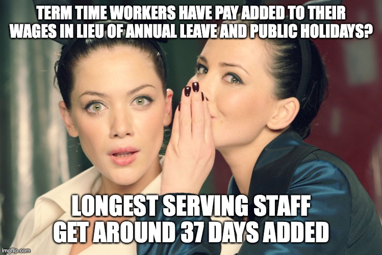 did you know | TERM TIME WORKERS HAVE PAY ADDED TO THEIR WAGES IN LIEU OF ANNUAL LEAVE AND PUBLIC HOLIDAYS? LONGEST SERVING STAFF GET AROUND 37 DAYS ADDED | image tagged in did you know | made w/ Imgflip meme maker