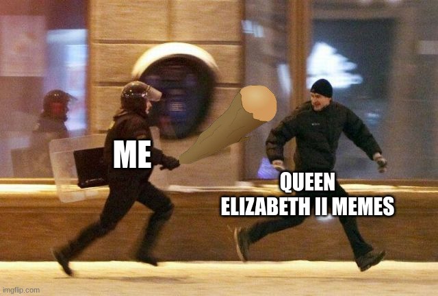 Police Chasing Guy | ME QUEEN ELIZABETH II MEMES | image tagged in police chasing guy | made w/ Imgflip meme maker