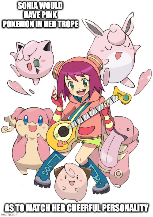 Sonia as a Pokemon Performer | SONIA WOULD HAVE PINK POKEMON IN HER TROPE; AS TO MATCH HER CHEERFUL PERSONALITY | image tagged in sonic strumm,megaman,megaman star force,memes,pokemon | made w/ Imgflip meme maker