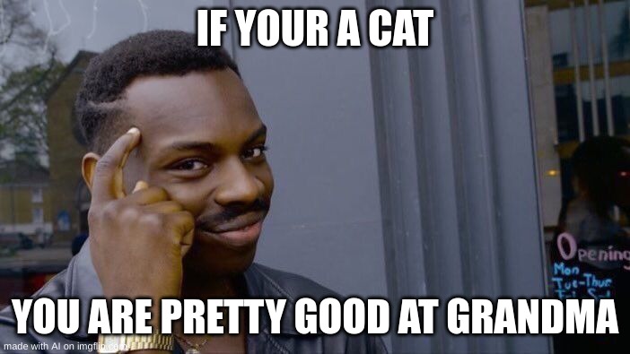 Roll Safe Think About It | IF YOUR A CAT; YOU ARE PRETTY GOOD AT GRANDMA | image tagged in memes,roll safe think about it | made w/ Imgflip meme maker