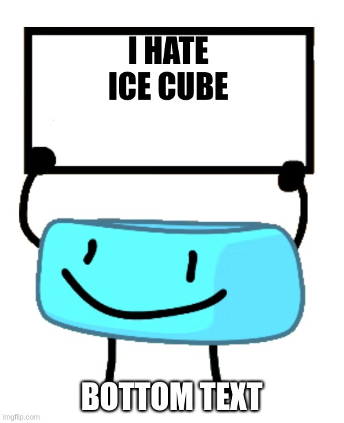 if you don't understand watch bfb up to ep 10 | I HATE ICE CUBE; BOTTOM TEXT | image tagged in bracelety sign | made w/ Imgflip meme maker