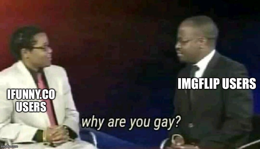 Why are you gay? | IFUNNY.CO USERS; IMGFLIP USERS | image tagged in why are you gay | made w/ Imgflip meme maker