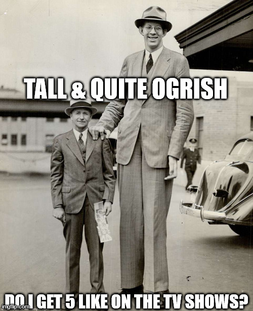 TALL & QUITE OGRISH DO I GET 5 LIKE ON THE TV SHOWS? | made w/ Imgflip meme maker