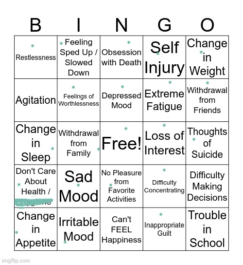 oof... | image tagged in depression bingo 1 | made w/ Imgflip meme maker