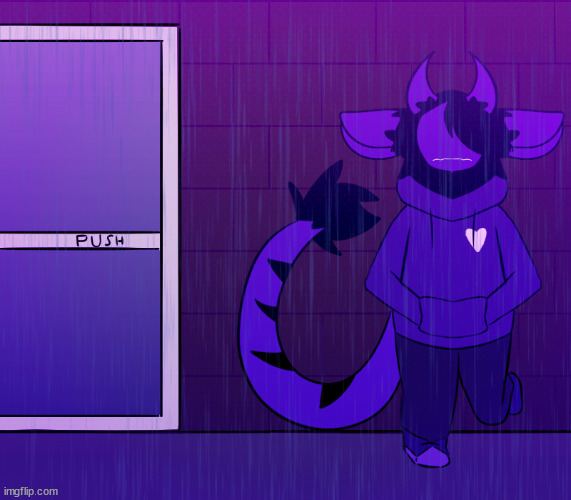 Rainy sunset on the block (my art and character) | image tagged in furry,art,drawings | made w/ Imgflip meme maker