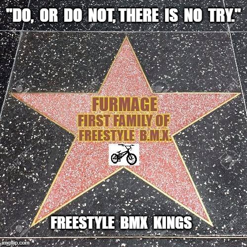 Kings Of Freestyle BMX |  "DO,  OR  DO  NOT, THERE  IS  NO  TRY."; FREESTYLE  BMX  KINGS | image tagged in concreteandsmog,furmlife,fiola,vansbmx,furmage,crazylacy | made w/ Imgflip meme maker
