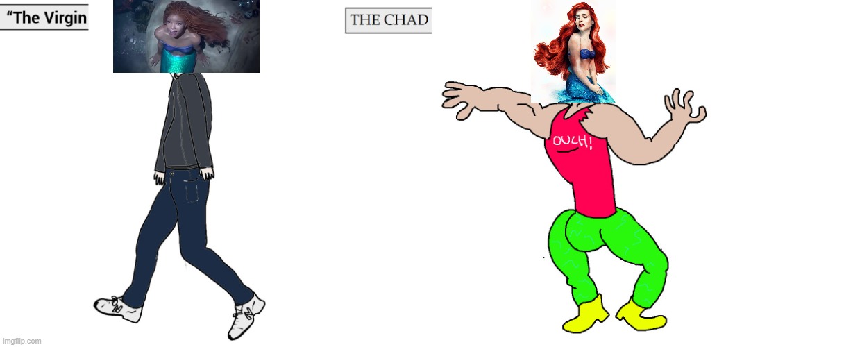 Virgin vs Chad: Ariel | image tagged in virgin chad | made w/ Imgflip meme maker