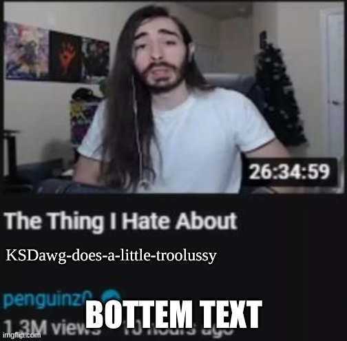 The Thing I Hate About ___ | KSDawg-does-a-little-troolussy; BOTTEM TEXT | image tagged in the thing i hate about ___ | made w/ Imgflip meme maker