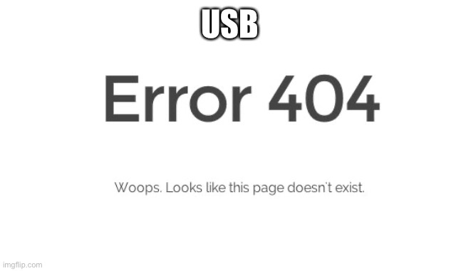 Error 404 | USB | image tagged in error 404 | made w/ Imgflip meme maker