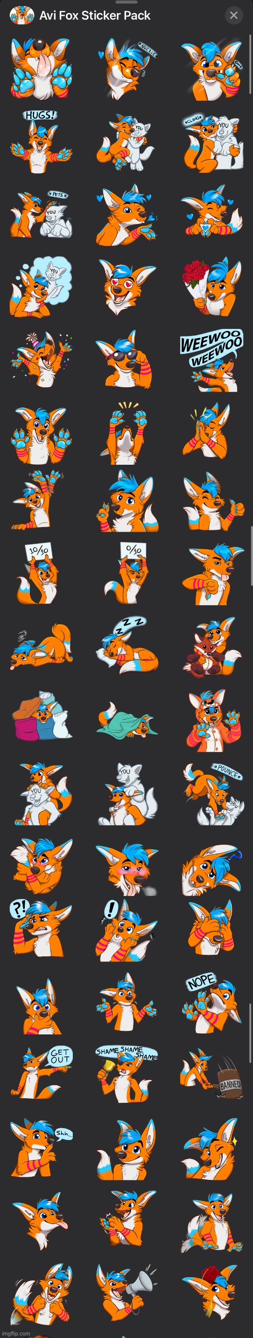 Here’s like the top half of the pack- I’m pretty sure it’s like 5 bucks. So- it’s a lot. There’s at least 100 stickers total. | image tagged in avifox,dope asf | made w/ Imgflip meme maker