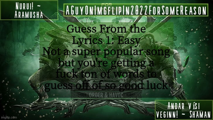 SOLVED: Blues Traveller -- Hook | Guess From the Lyrics 1: Easy
Not a super popular song but you're getting a fuck ton of words to guess off of so good luck | image tagged in aguyonimgflipforsomereason announcement temp 6 | made w/ Imgflip meme maker