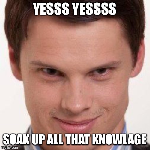 yessssss | YESSS YESSSS SOAK UP ALL THAT KNOWLAGE | image tagged in yessssss | made w/ Imgflip meme maker