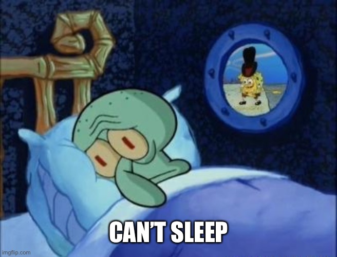 Squidward Can't Sleep | CAN’T SLEEP | image tagged in squidward can't sleep | made w/ Imgflip meme maker