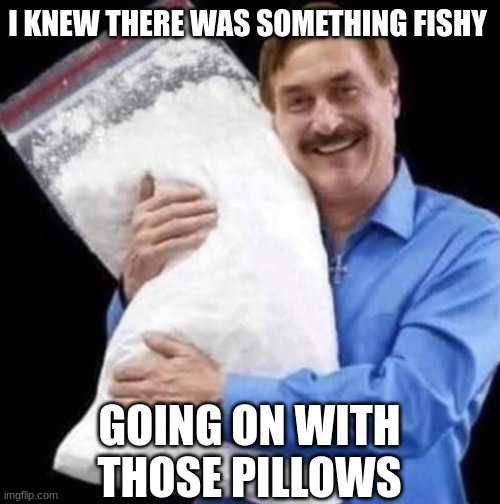 My Pillow Guy | I KNEW THERE WAS SOMETHING FISHY GOING ON WITH THOSE PILLOWS | image tagged in my pillow guy | made w/ Imgflip meme maker