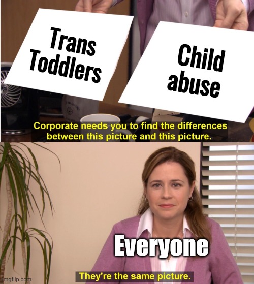 Stop the insanity ! | Trans Toddlers Child abuse Everyone | image tagged in memes,they're the same picture,transgender,leave kids alone,child abuse,insanity | made w/ Imgflip meme maker