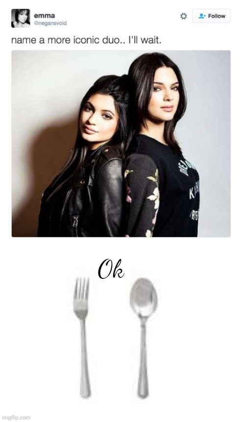 I named an iconic duo | Ok | image tagged in name a more iconic duo,spoon,fork | made w/ Imgflip meme maker