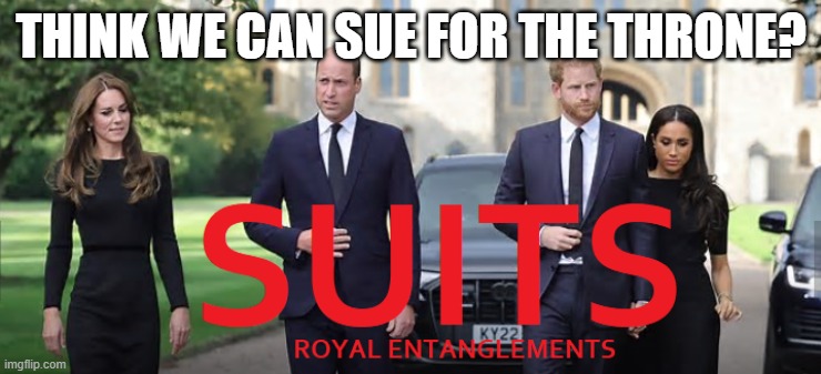 SUITS | THINK WE CAN SUE FOR THE THRONE? | image tagged in suits | made w/ Imgflip meme maker