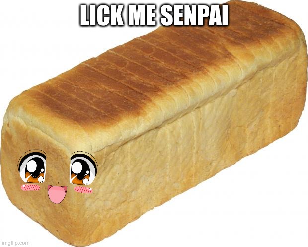 Breadddd | LICK ME SENPAI | image tagged in breadddd | made w/ Imgflip meme maker