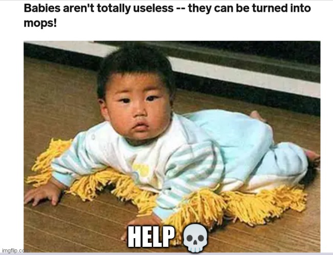 I'm sobbingggg | HELP 💀 | image tagged in baby mop,wtf,lolll,lmaoo | made w/ Imgflip meme maker