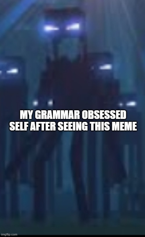 Angy enderman | MY GRAMMAR OBSESSED SELF AFTER SEEING THIS MEME | image tagged in angy enderman | made w/ Imgflip meme maker