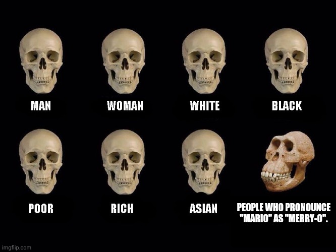 They are out there. | PEOPLE WHO PRONOUNCE "MARIO" AS "MERRY-O". | image tagged in empty skulls of truth | made w/ Imgflip meme maker