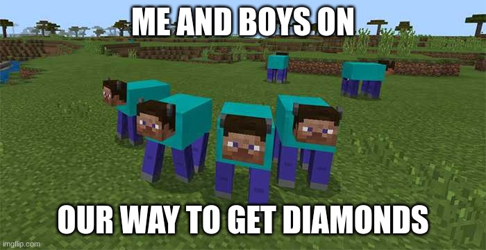 Diamonds | ME AND BOYS ON; OUR WAY TO GET DIAMONDS | image tagged in me and the boys,diamondcow | made w/ Imgflip meme maker