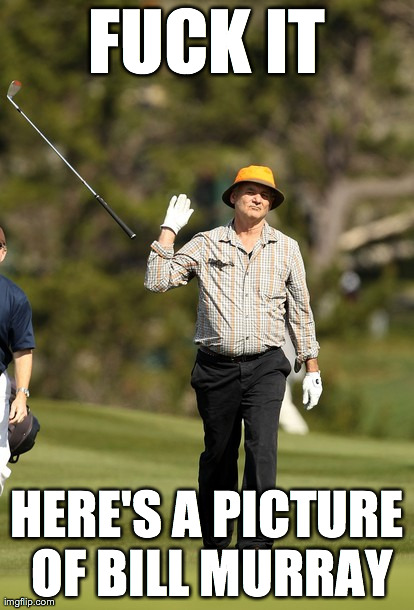 Bill Murray Golf Meme | F**K IT HERE'S A PICTURE OF BILL MURRAY | image tagged in memes,bill murray golf,AdviceAnimals | made w/ Imgflip meme maker