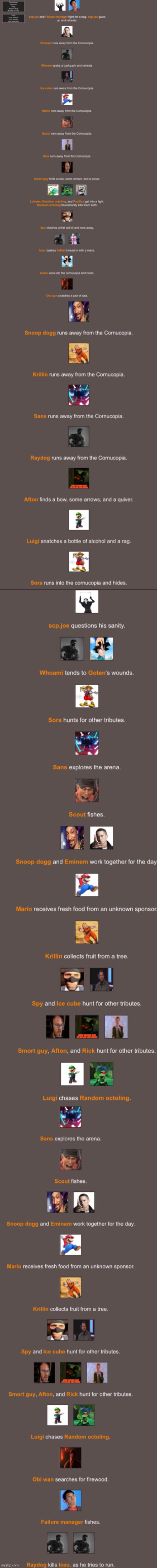 Day one of the hunger games | image tagged in posted the roster earlier | made w/ Imgflip meme maker