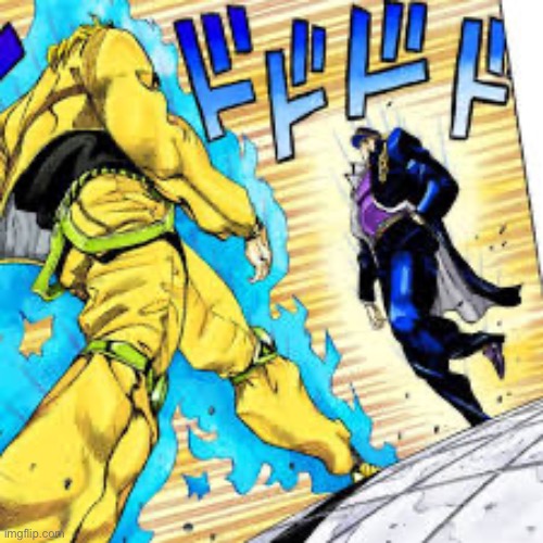 Jotaro and dio menace pose | image tagged in jotaro and dio menace pose | made w/ Imgflip meme maker