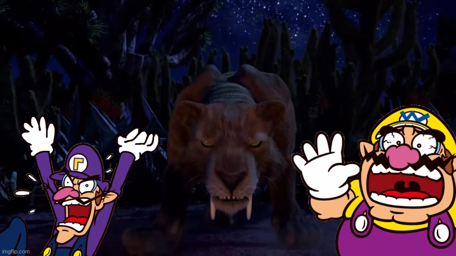 Wario and Waluigi dies after they encountered a Smilodon.mp3 | image tagged in wario dies,wario,waluigi,jurassic park,jurassic world,cats | made w/ Imgflip meme maker
