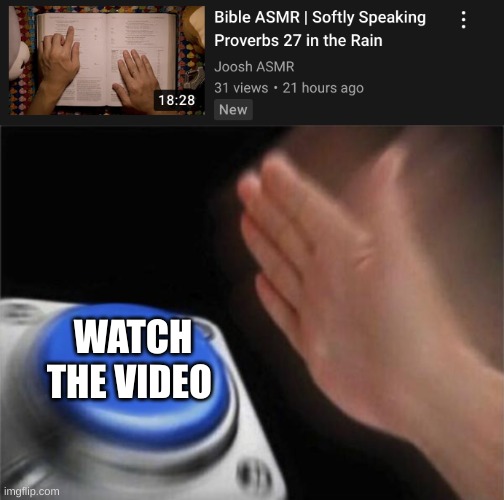 WATCH THE VIDEO | image tagged in memes,blank nut button | made w/ Imgflip meme maker