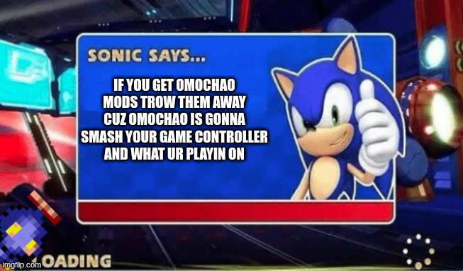 Do Wut Sonic Sez | IF YOU GET OMOCHAO MODS TROW THEM AWAY CUZ OMOCHAO IS GONNA SMASH YOUR GAME CONTROLLER AND WHAT UR PLAYIN ON | image tagged in sonic says,memes,omochao,sonic the hedgehog,sonic sez,most enoying dude | made w/ Imgflip meme maker