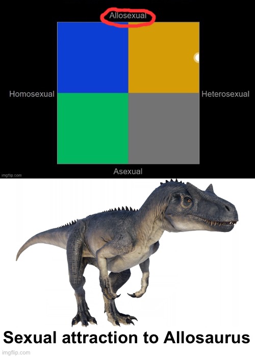 JurassicZilla lore: | Sexual attraction to Allosaurus | image tagged in allosaurus | made w/ Imgflip meme maker