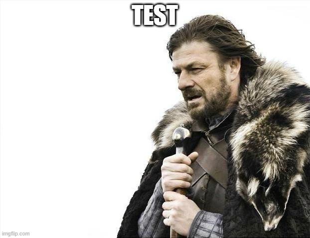 Brace Yourselves X is Coming | TEST | image tagged in memes,brace yourselves x is coming | made w/ Imgflip meme maker