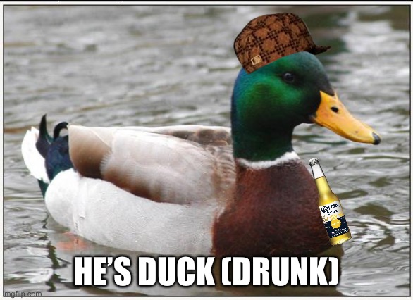 Actual Advice Mallard Meme | HE’S DUCK (DRUNK) | image tagged in memes,actual advice mallard | made w/ Imgflip meme maker