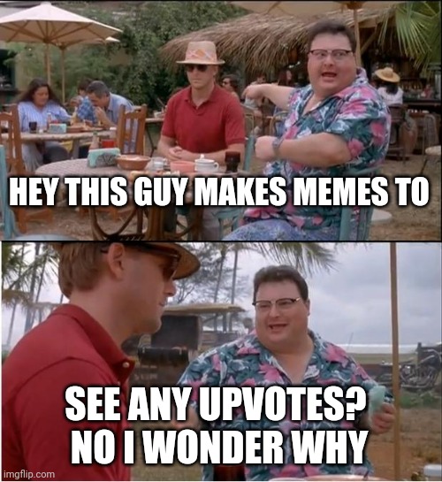 See Nobody Cares Meme | HEY THIS GUY MAKES MEMES TO SEE ANY UPVOTES? 
NO I WONDER WHY | image tagged in memes,see nobody cares | made w/ Imgflip meme maker