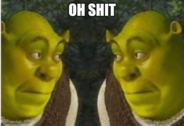 Shrek-Double-look | OH SHIT | image tagged in shrek-double-look | made w/ Imgflip meme maker