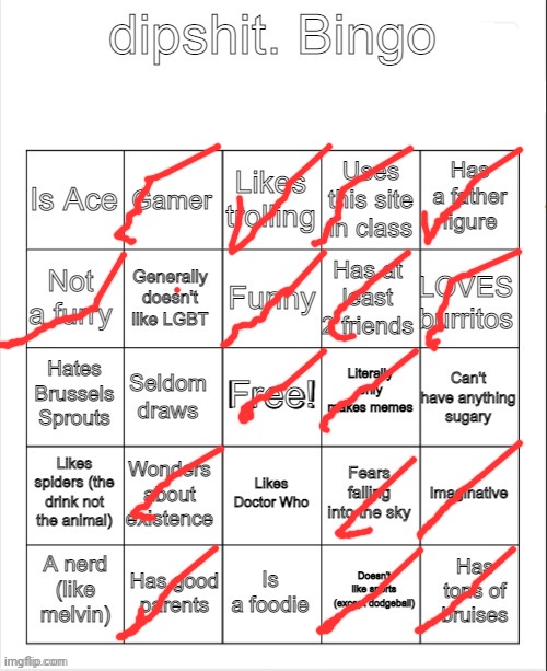 dipshit. Bingo | image tagged in dipshit bingo | made w/ Imgflip meme maker