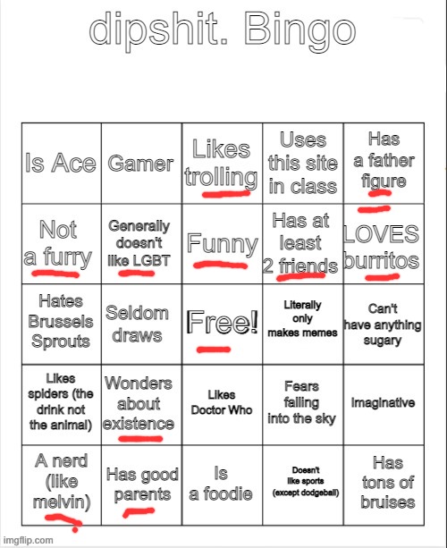 dipshit. Bingo | image tagged in dipshit bingo | made w/ Imgflip meme maker