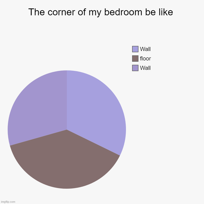 The corner of my bedroom be like | Wall, floor, Wall | image tagged in charts,pie charts | made w/ Imgflip chart maker