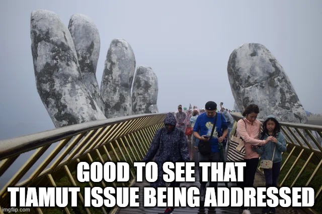 Tourist Tiamut | GOOD TO SEE THAT TIAMUT ISSUE BEING ADDRESSED | image tagged in eternals | made w/ Imgflip meme maker