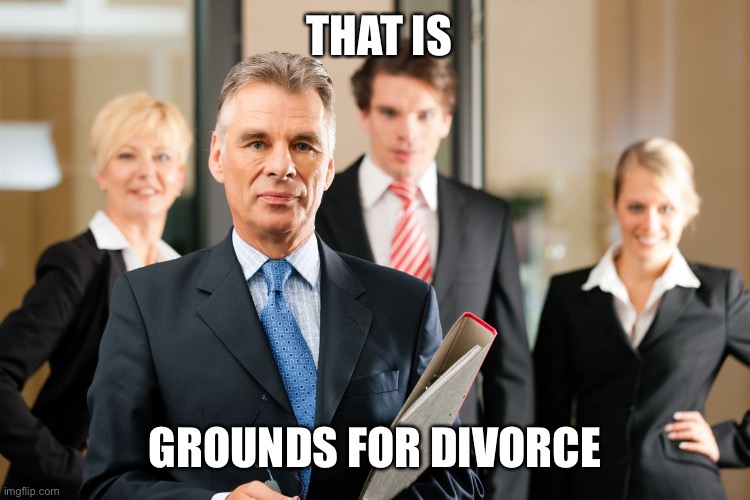 lawyers | THAT IS GROUNDS FOR DIVORCE | image tagged in lawyers | made w/ Imgflip meme maker
