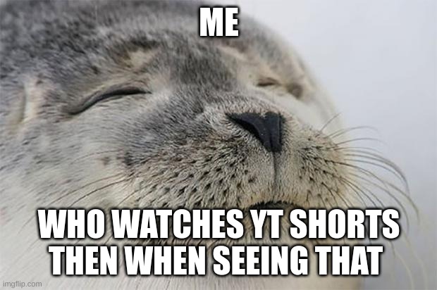Satisfied Seal Meme | ME WHO WATCHES YT SHORTS THEN WHEN SEEING THAT | image tagged in memes,satisfied seal | made w/ Imgflip meme maker