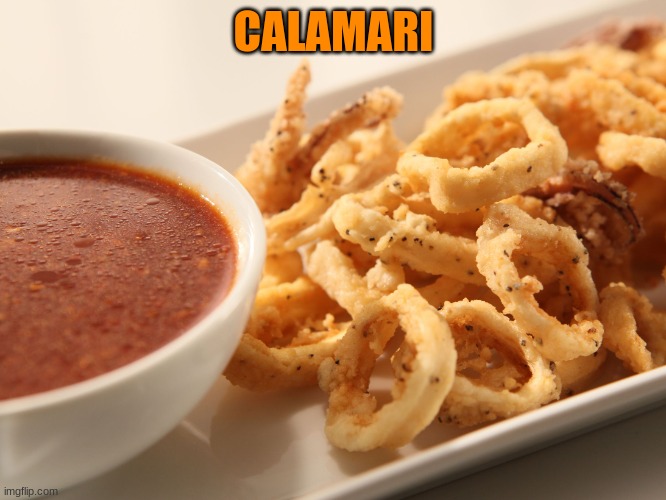 this is what happends when inkmatas dies | CALAMARI | image tagged in calamari | made w/ Imgflip meme maker