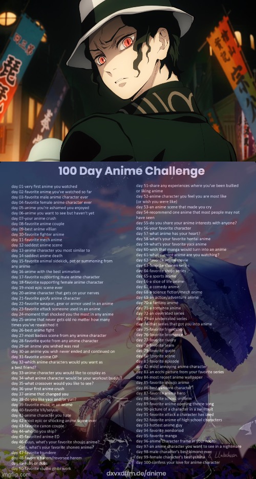 Day 9 | image tagged in 100 day anime challenge | made w/ Imgflip meme maker