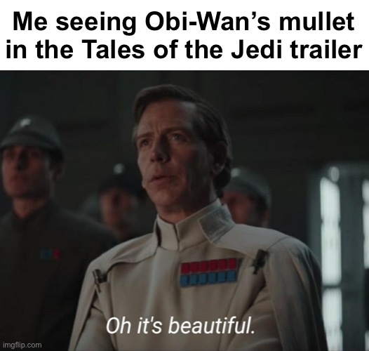 Oh it's beautiful | Me seeing Obi-Wan’s mullet in the Tales of the Jedi trailer | image tagged in oh it's beautiful,star wars,obi wan kenobi,mullet | made w/ Imgflip meme maker