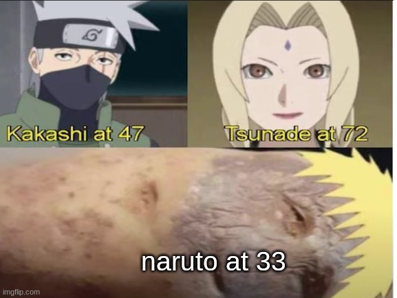 naruto at 33 | image tagged in dfa,djaflkdjf,adljf | made w/ Imgflip meme maker