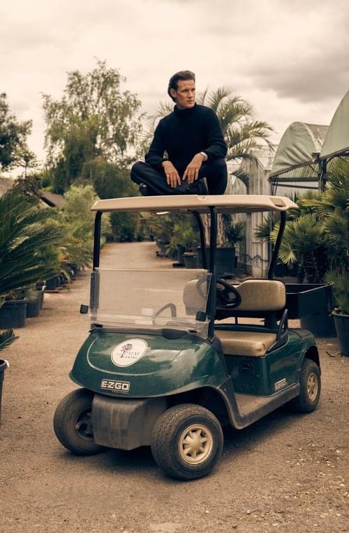 Matt Smith on a golf cart Blank Meme Template