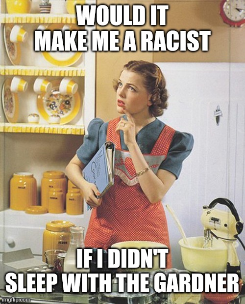 WOULD IT MAKE ME A RACIST IF I DIDN'T SLEEP WITH THE GARDNER | made w/ Imgflip meme maker